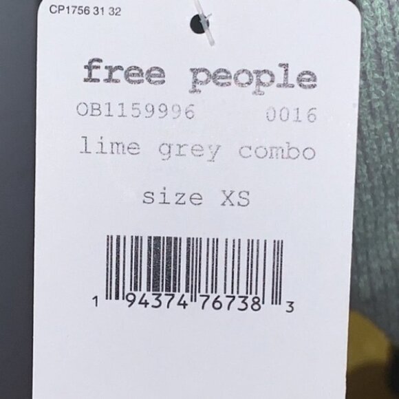 Free people lime green gray off the shoulder tunic sweater size XS - Picture 13 of 16